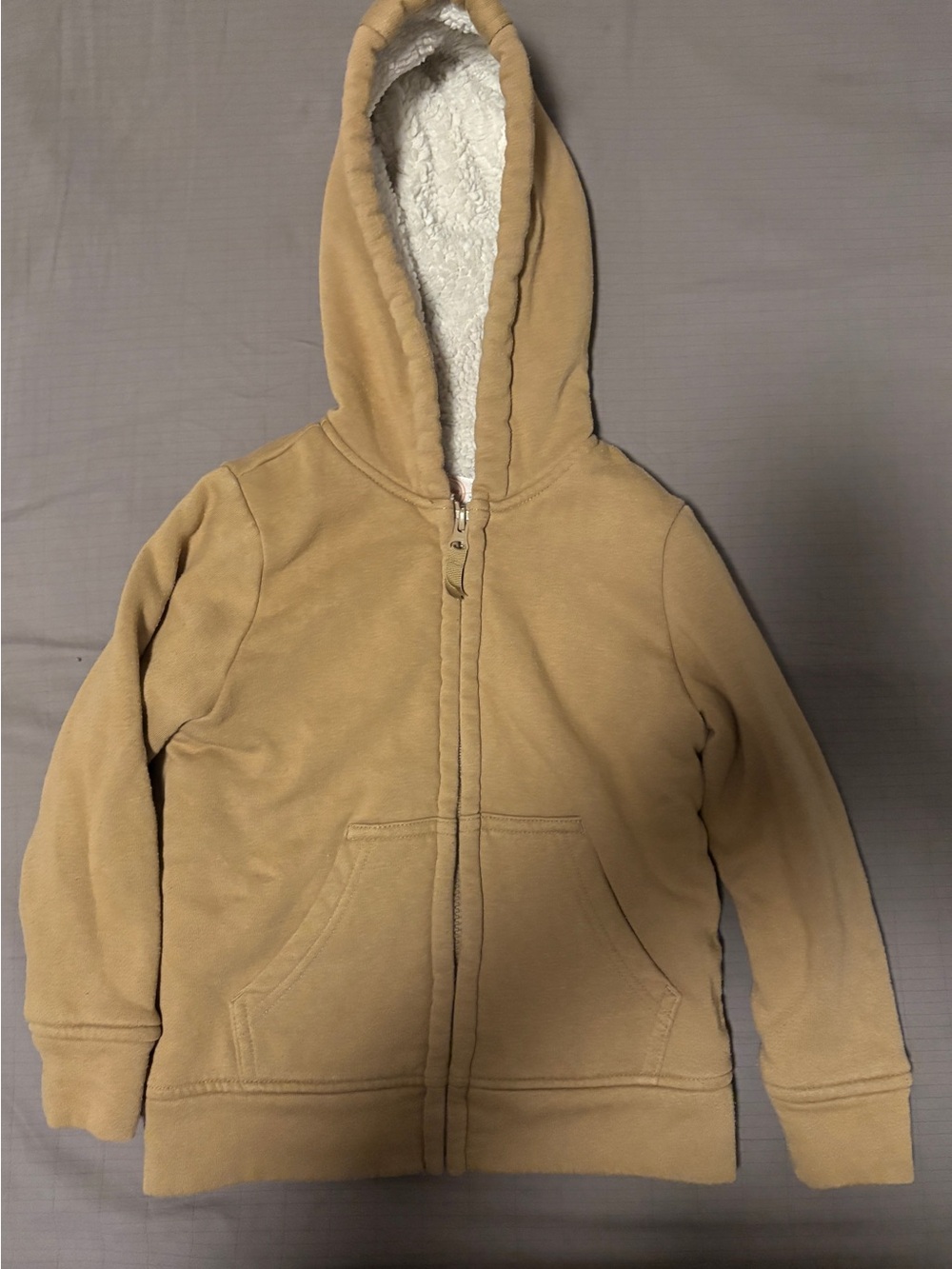 Wonder Nation Boys XS (4-5) Tan Zip Hoodie with Faux Shearling Lining